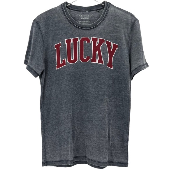 Lucky Brand Venice Burnout Dark Gray Crew-Neck Short-Sleeve Tee Men's size Small - Picture 10 of 10